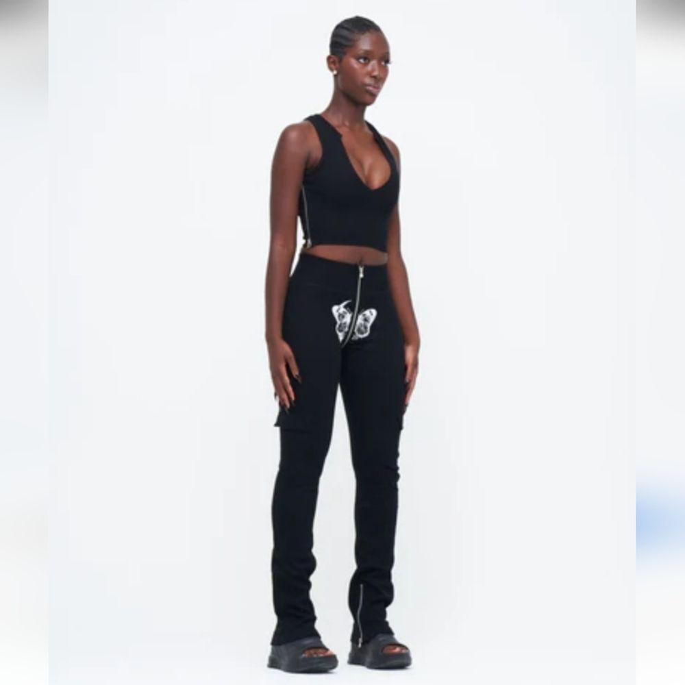 Tordrobes Black Women's Butterfly Pants with Zipper Detail Size XL